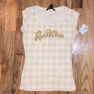 NEW  Beige Houndstood Y2K Stretchy Rocawear Shirt Tee Top sz L Large